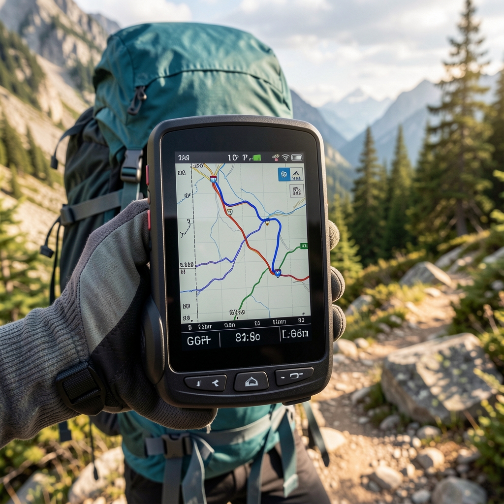 Outdoor trekking saati, GPS ve yükseklik ölçer özellikleriyle, ekranında trekking rotası